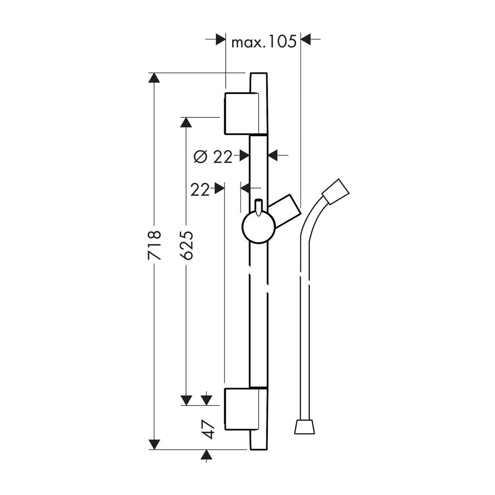 Душ бар Hansgrohe Unica S 65 cm с включен маркуч хром гланц