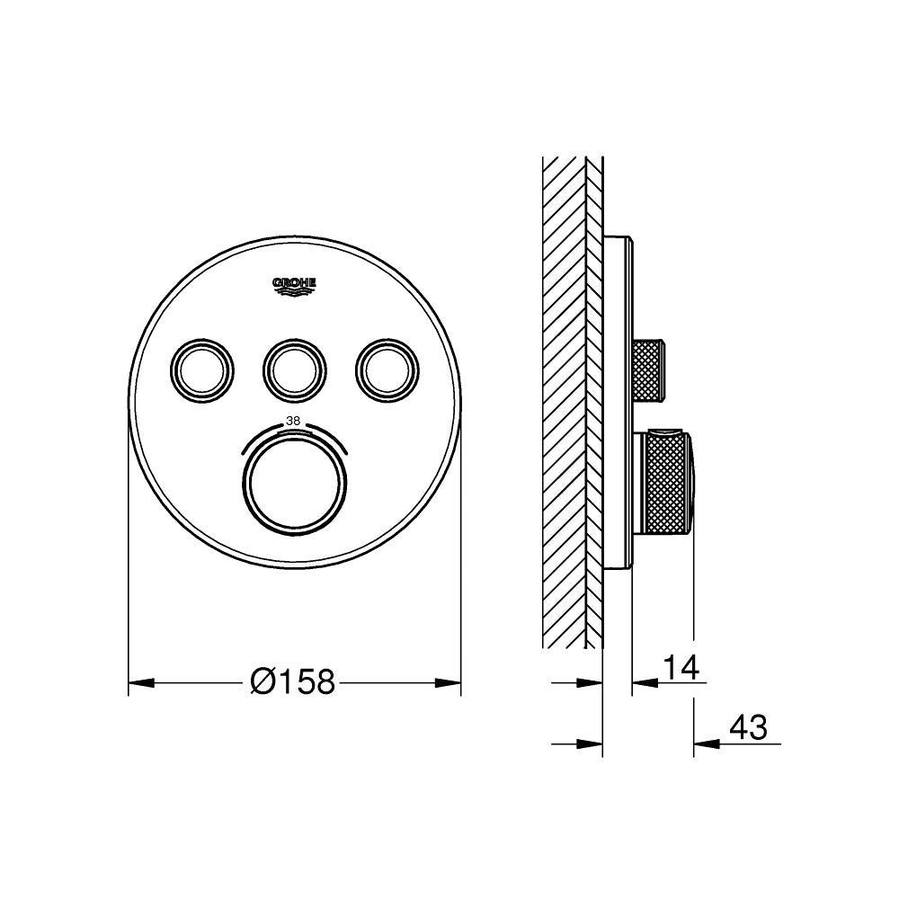 Grohe Grohtherm SmartControl White Shower Thermostatic Faucet with 3 Outputs
