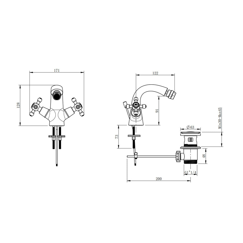Bidet Mixer FDesign Lacrima Double-Lever Brushed Bronze