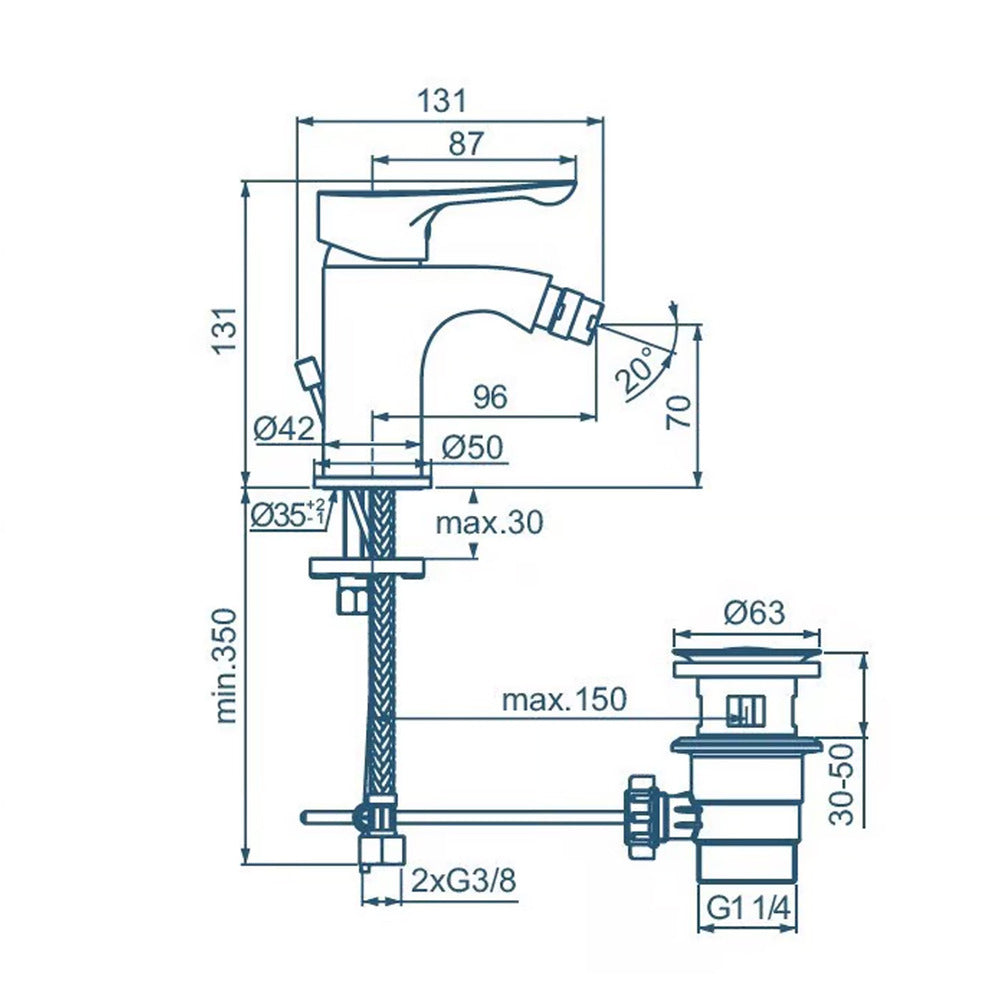 Ideal Standard Alpha bidet mixer chrome single-lever