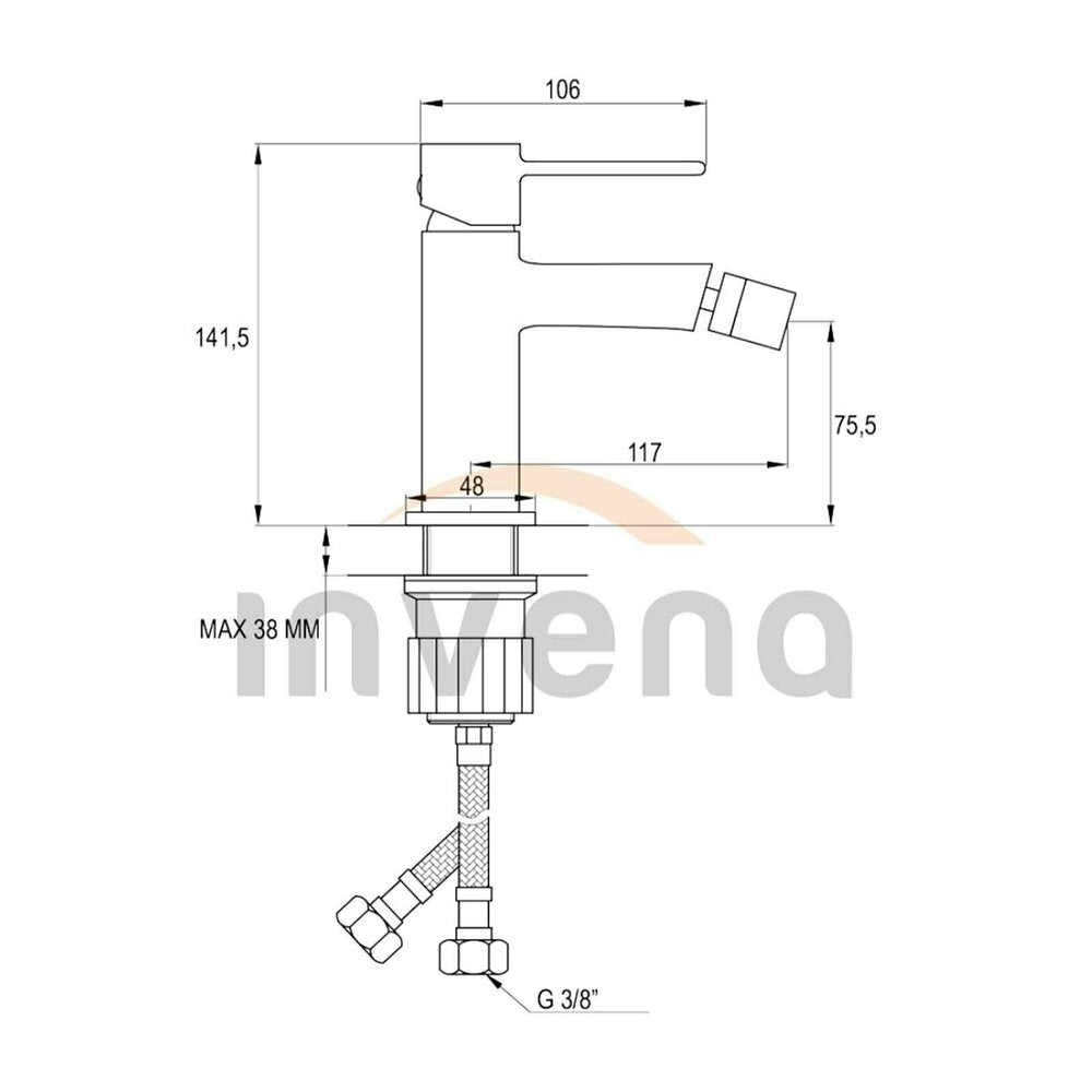 Invena Glamour Chrome Bidet Mixer
