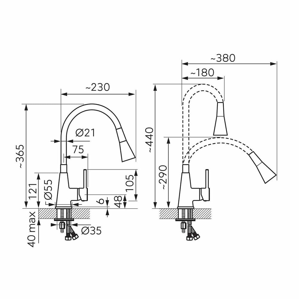 Ferro Zumba II White Kitchen Faucet with Flexible Spout