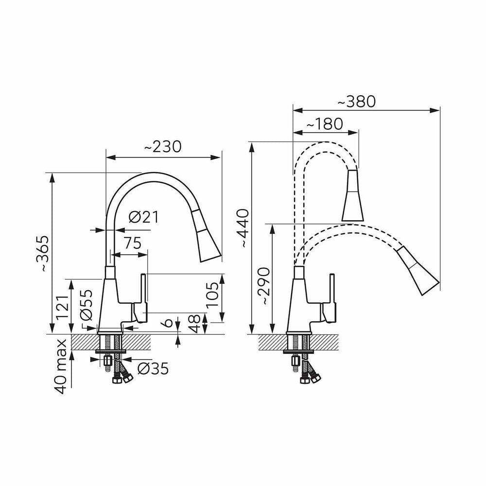 Ferro Zumba II Green Kitchen Faucet with Flexible Spout