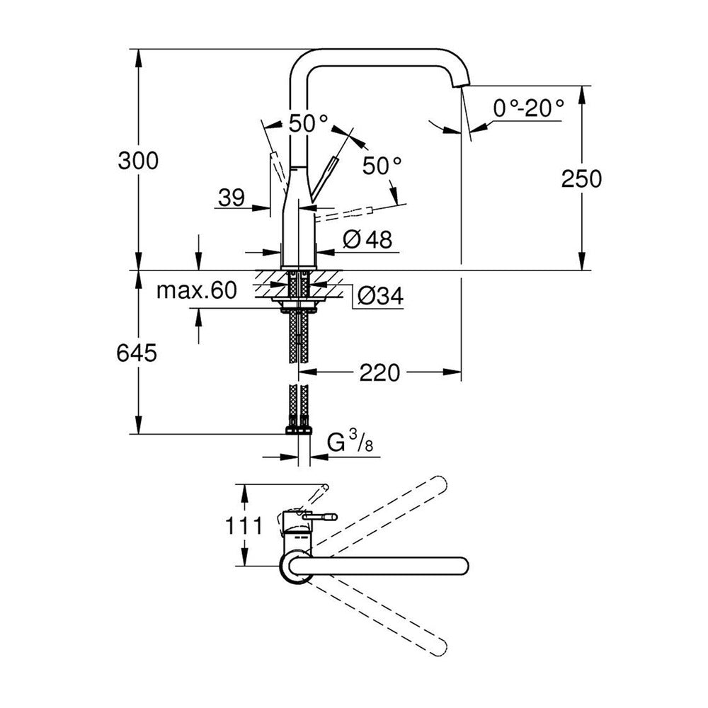 Grohe Essence Kitchen Faucet with Swivel Spout in Hard Graphite