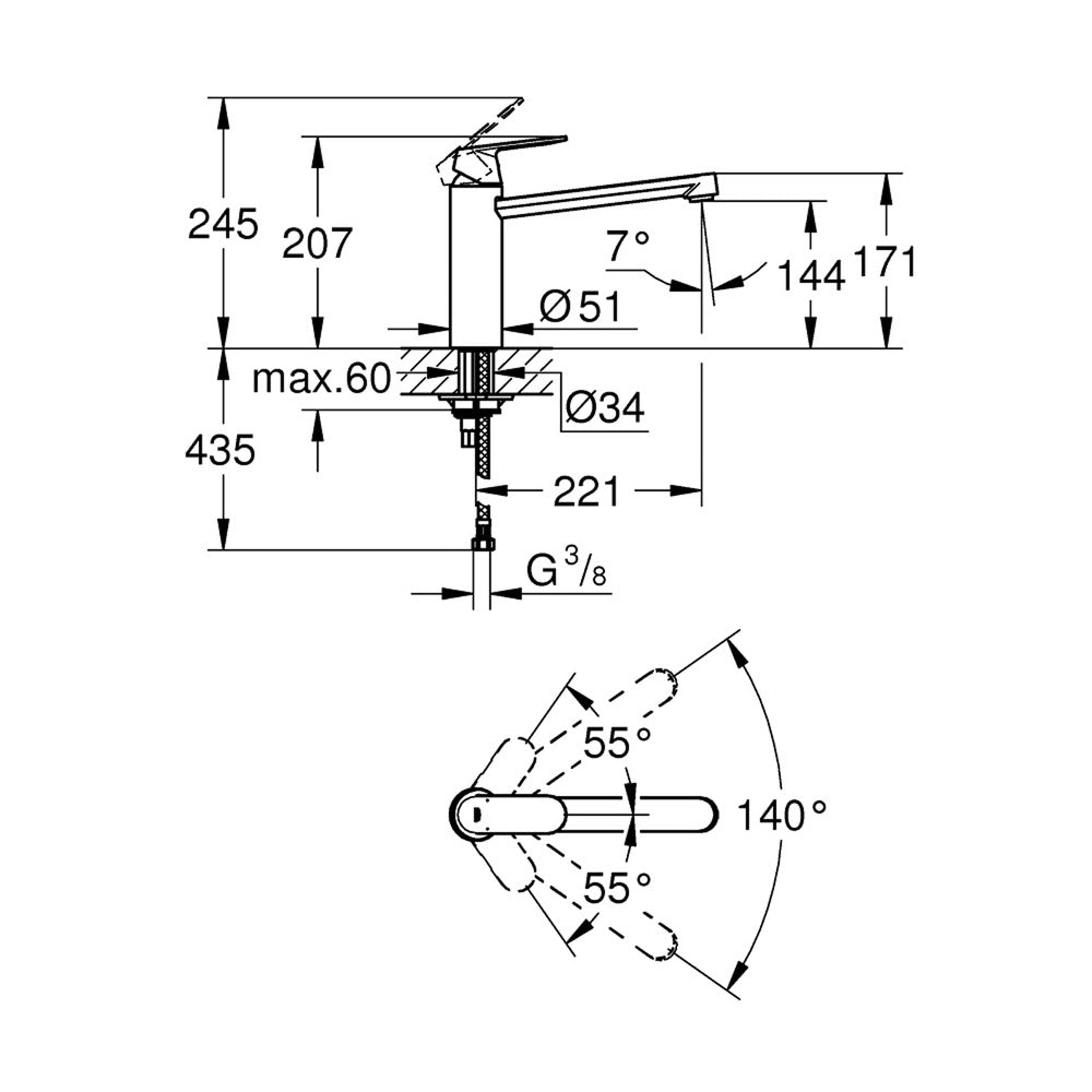 Grohe Eurosmart Cosmopolitan Kitchen Faucet Supersteel