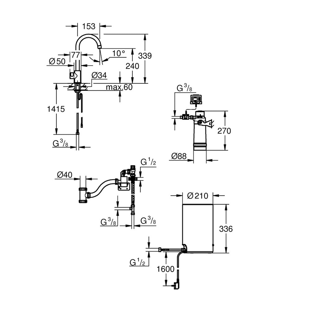 Смесител за кухня Grohe Red Mono C хром мат Supersteel с бойлер M