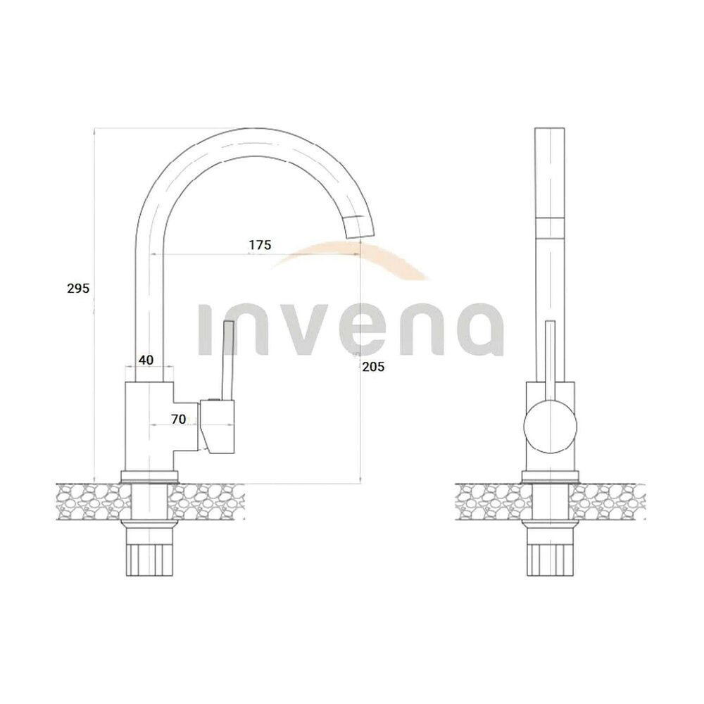 Смесител за кухня Invena Solo Sink с едноръкохватков механизъм, хром