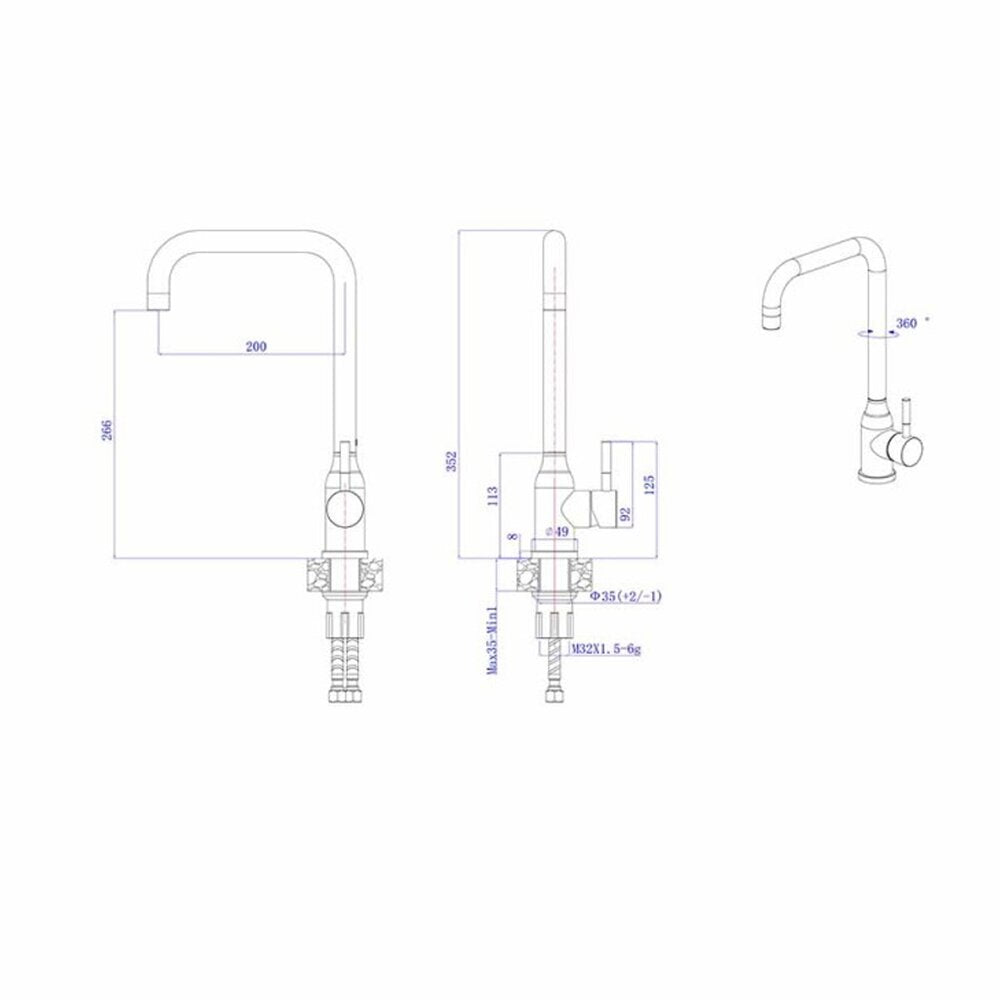 Смесител за кухня с един лост Inter Ceramic матово черно-гранот