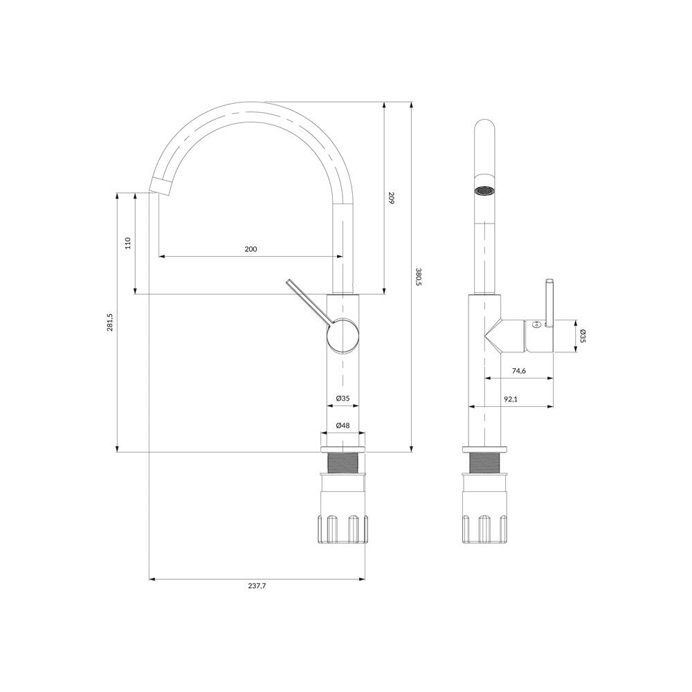 Omnires Tula Kitchen Faucet Black