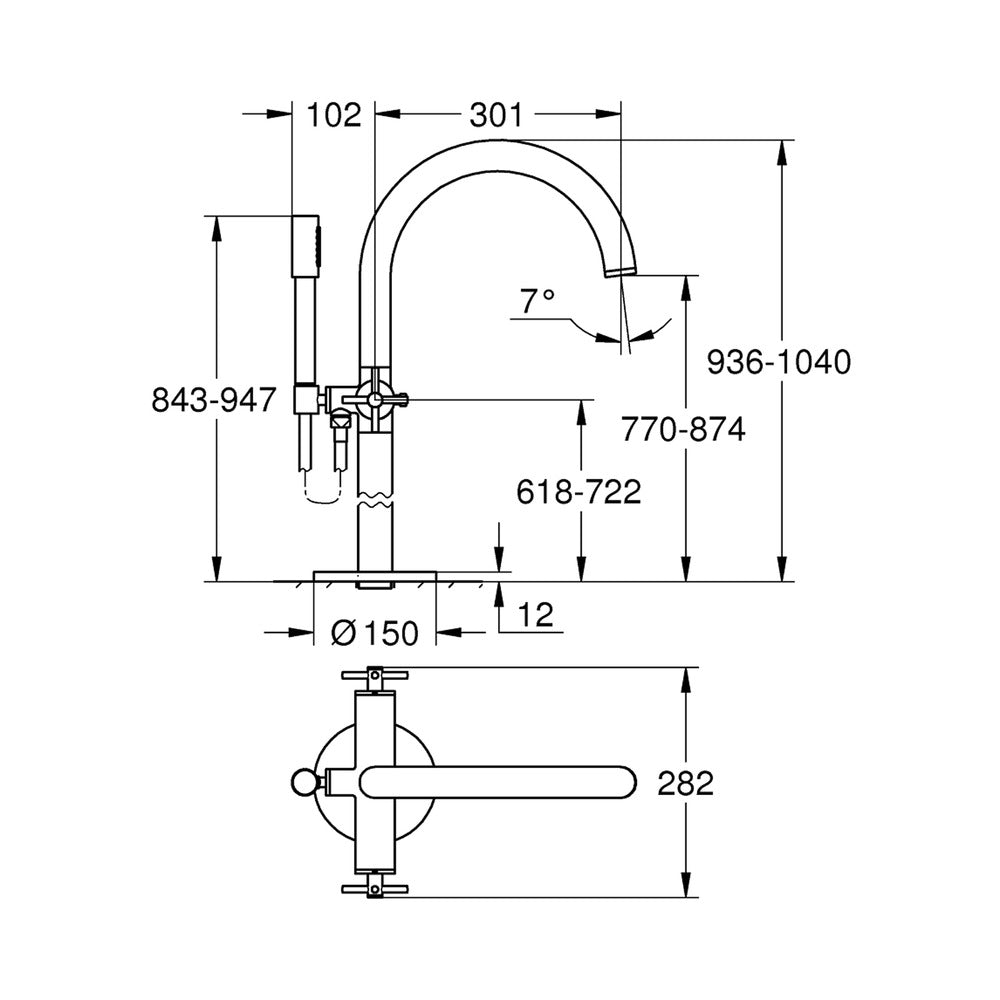 Freestanding Bath-Shower Mixer Grohe Atrio Hard Graphite