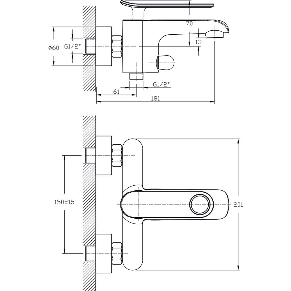 Inter Ceramic Kalia Single-Handle Bathtub-Shower Faucet White Gloss Finish
