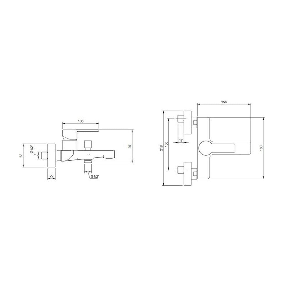 Смесител за вана-душ Villeroy&Boch Architectura с един лост хром гланц