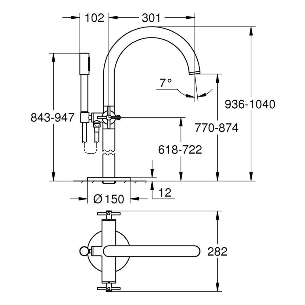 Смесител за вана - душ свободностоящ Grohe Atrio хром блестящ