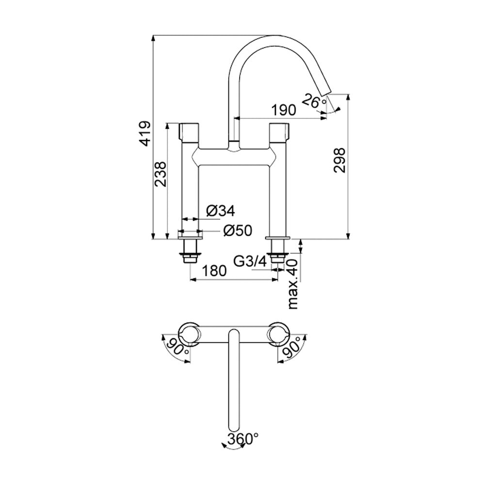 Bathtub mixer Ideal Standard Atelier Joy silver Silver Storm