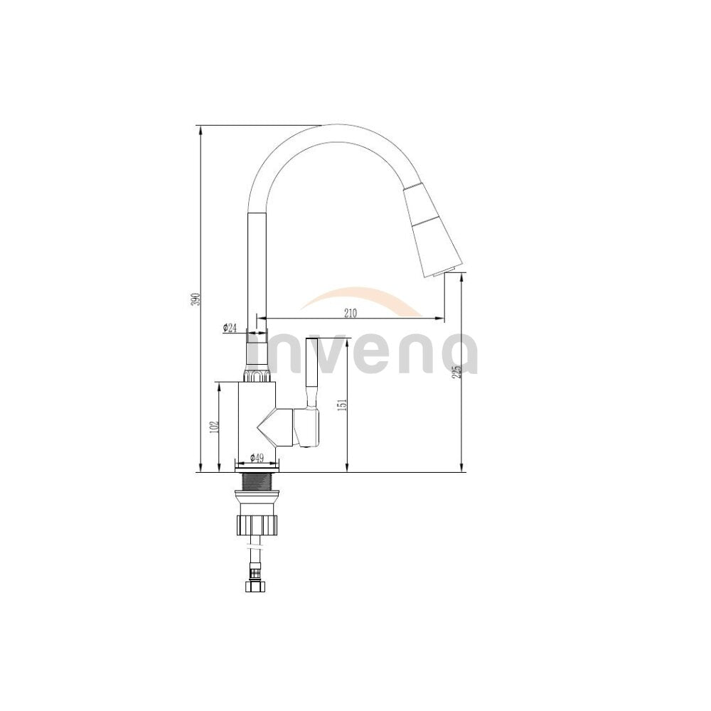 Invena Hula Plus Kitchen Faucet with Flexible Spout - Black