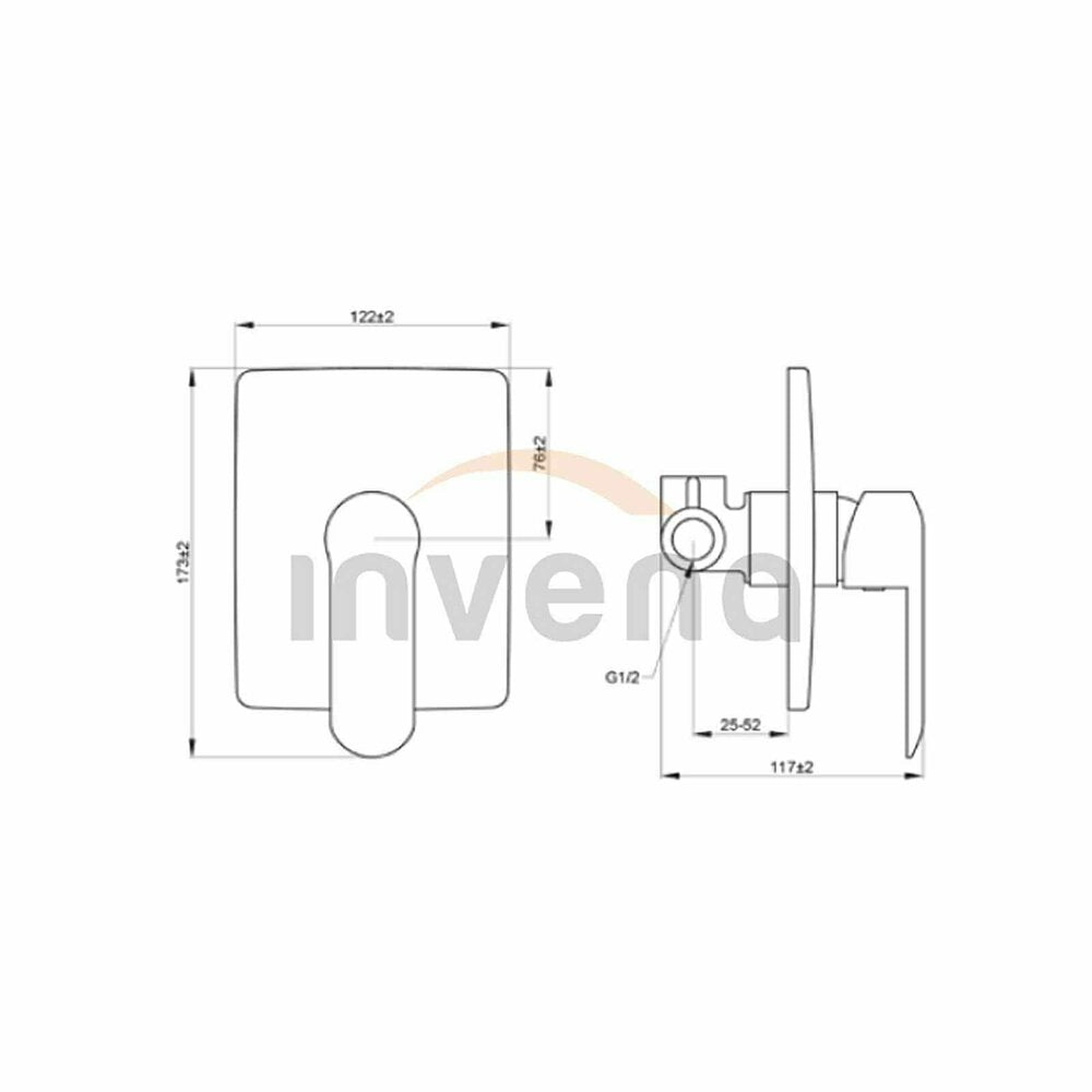 Вградена душ батерия Invena Siros черен мат 1 функция