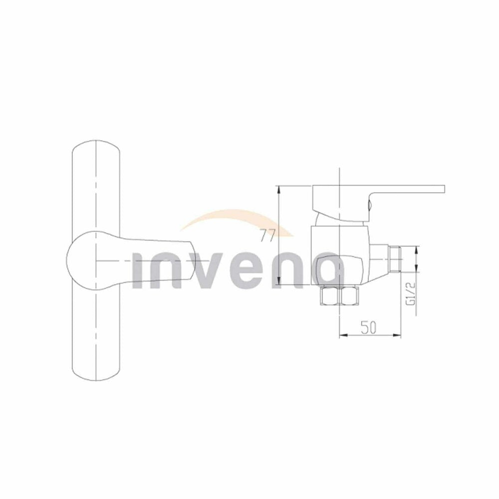 Кратка смесителна батерия за душ Invena Verso хромиран