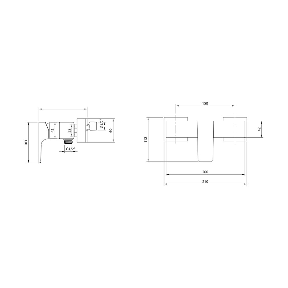 Смесител за душ Villeroy&Boch Architectura Square с една ръкохватка черен мат