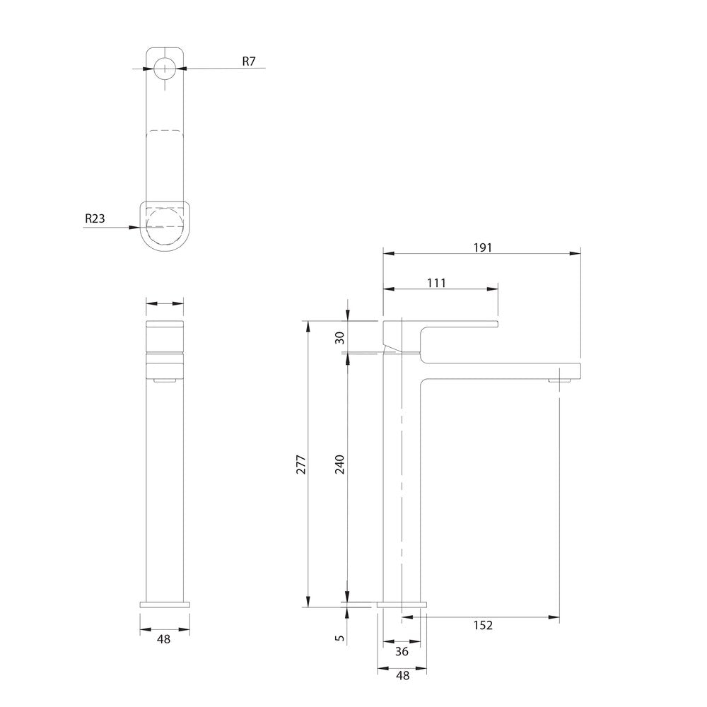 High Basin Mixer Omnires Baretti Matte Black