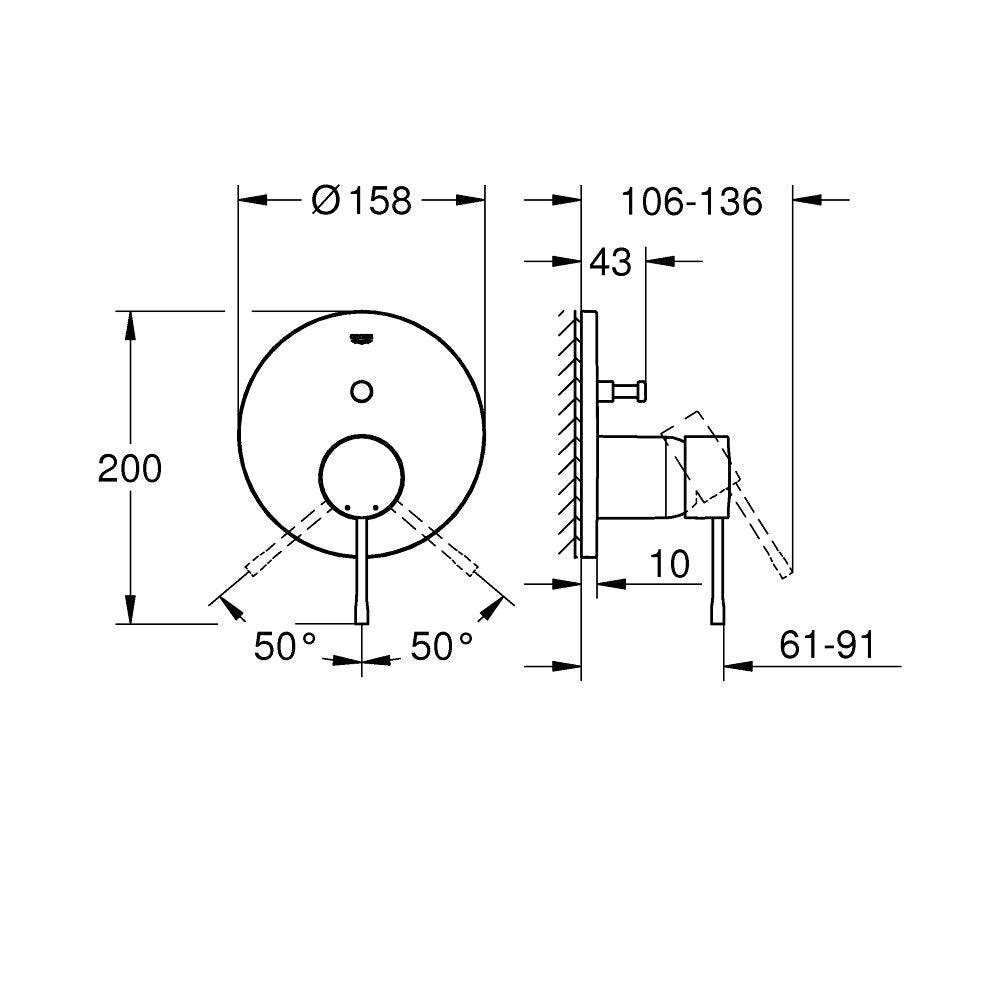 Grohe Essence 2 Outlet Built-In Bath-Shower Mixer