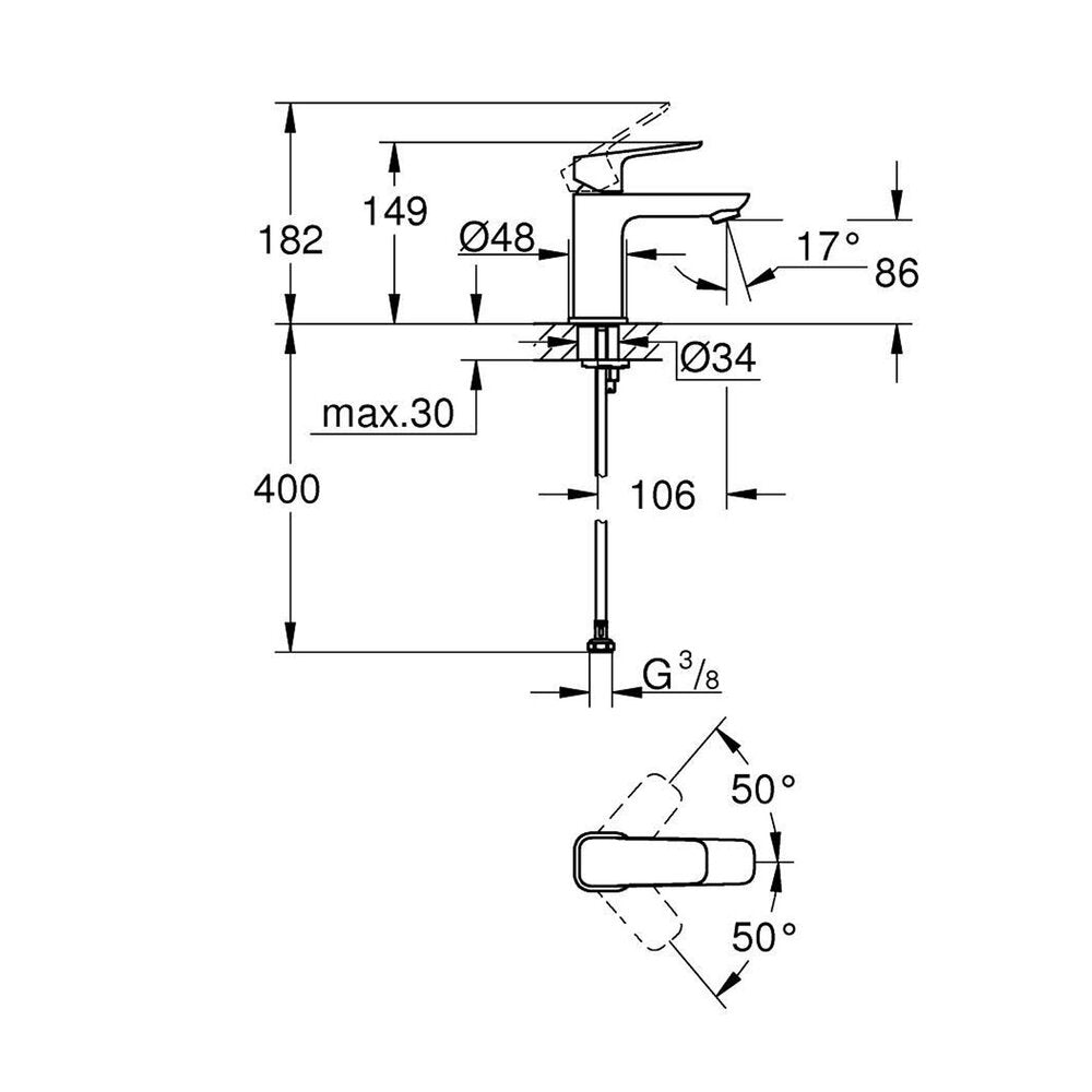 Смесител за мивка Grohe Cubeo S с един лост хром