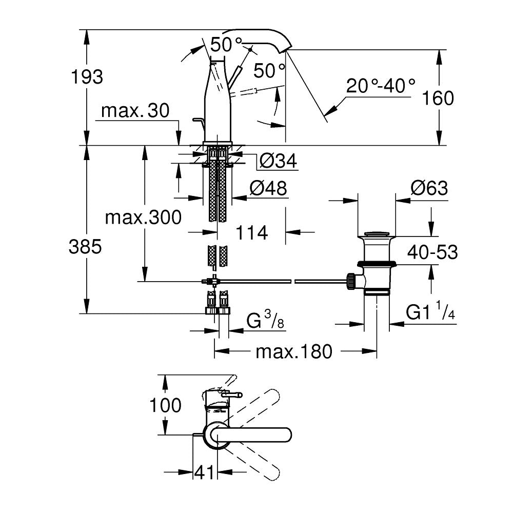 Grohe Essence New M Chrome Sink Mixer