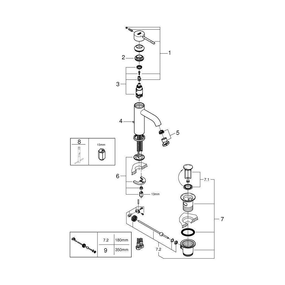 Смесител за мивка Grohe Essence New S хром гланцен с една ръкохватка