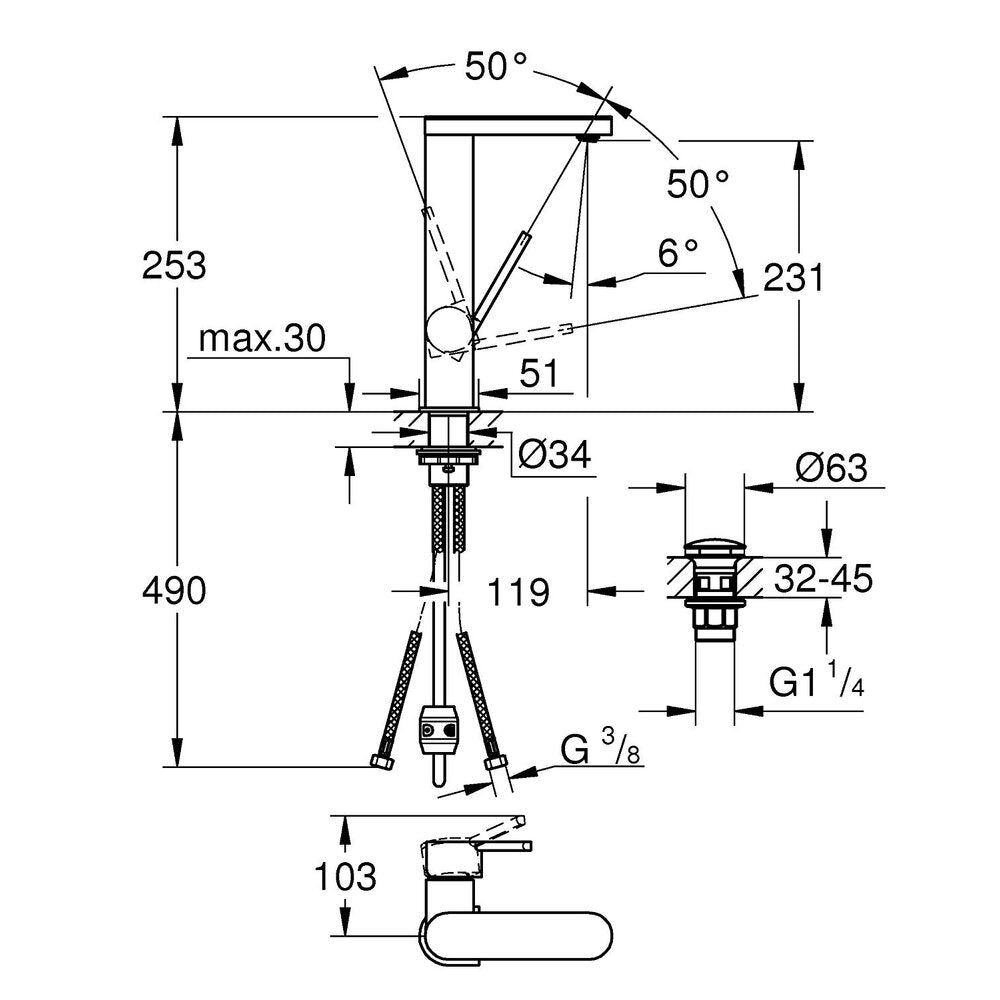 Grohe Plus L Sink Mixer with Pull-Out Spout