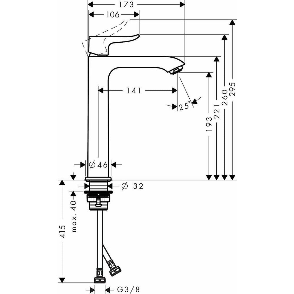 High Basin Mixer Hansgrohe Metris Chrome