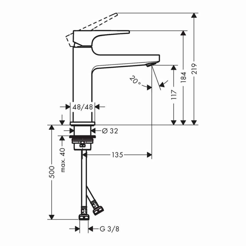 Hansgrohe Metropol 110 Sink Mixer with Push-Open Waste Black - Brushed Chrome