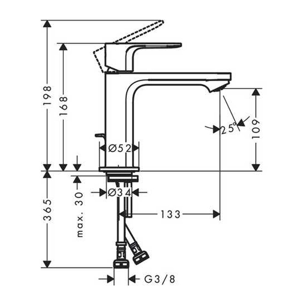Basin Mixer Hansgrohe Rebris S Matte Black with Pop-Up Drain