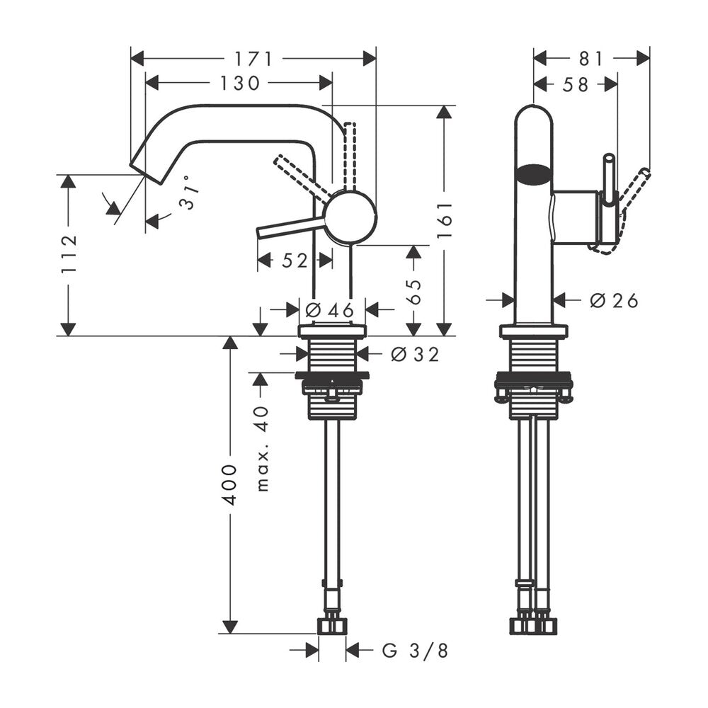 Смесител за умивалник Hansgrohe Tecturis S 110 Fine CoolStart EcoSmart+ хром