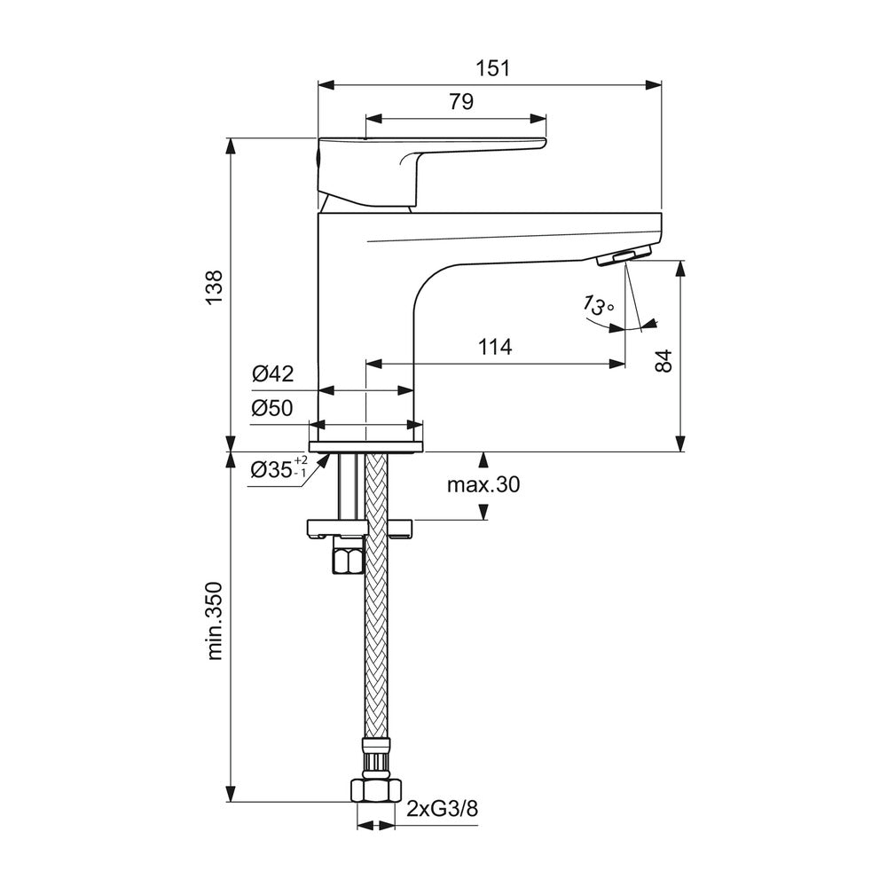 Ideal Standard Cerafine O H80 Basin Mixer Chrome Without Waste