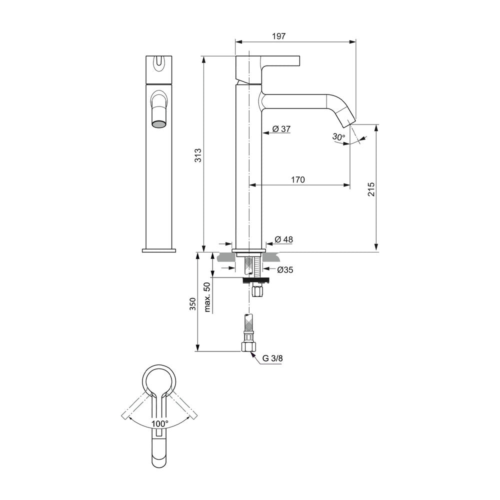 Висока батерия за мивка Ideal Standard Atelier Joy хром гланц