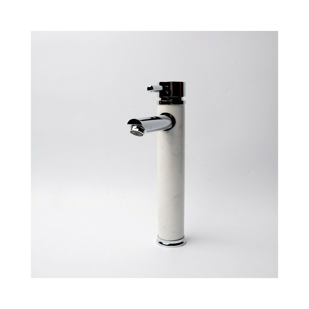 High Basin Mixer Inter Ceramic Single-Handle Chrome-White Natural Stone Finish