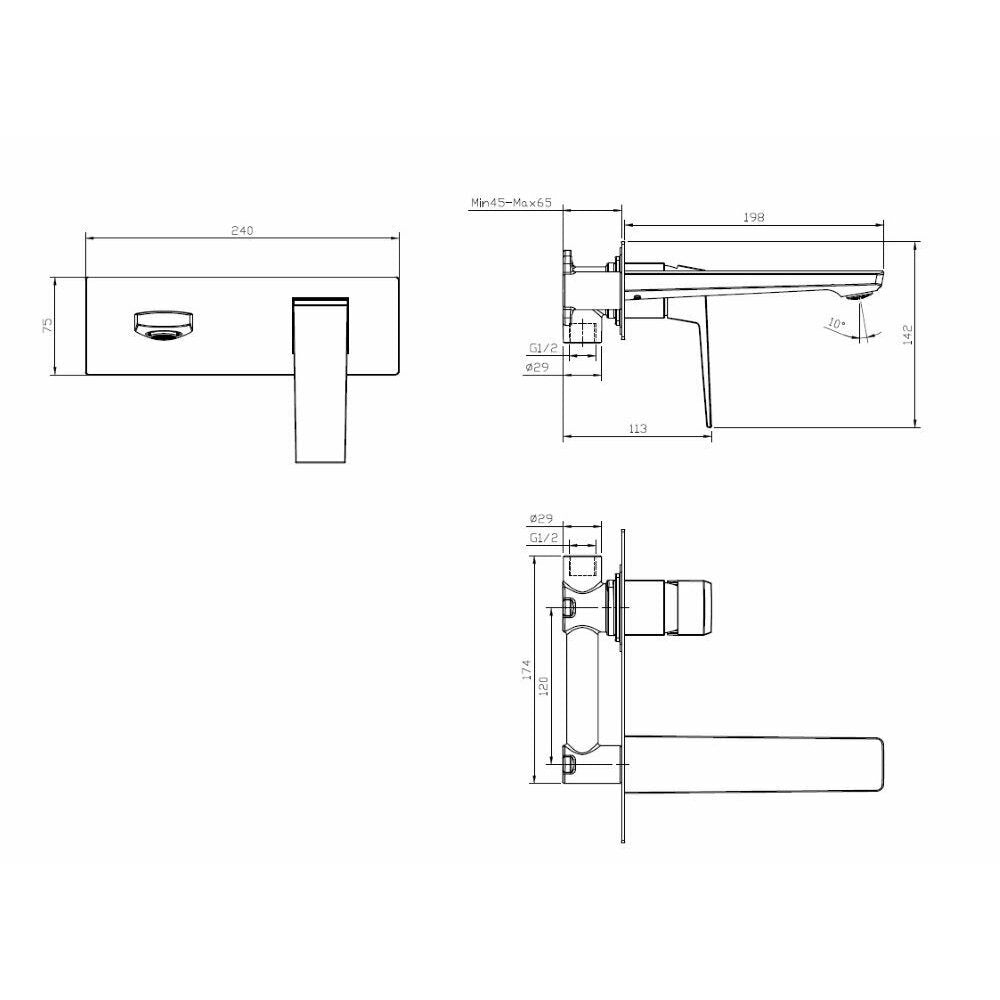 Built-in sink mixer Inter Ceramic Elinor single-lever matte black with concealed body