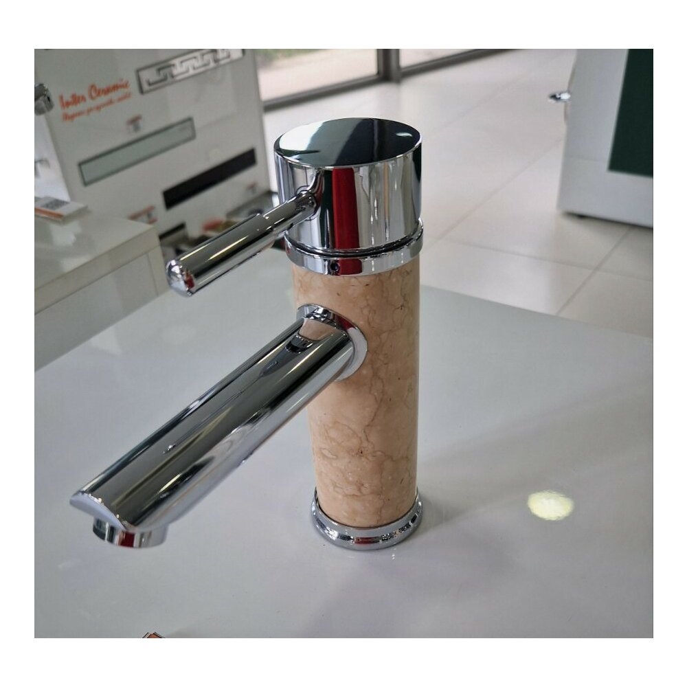 Basin Mixer Inter Ceramic Single-Handle Chrome-Natural Stone Finish