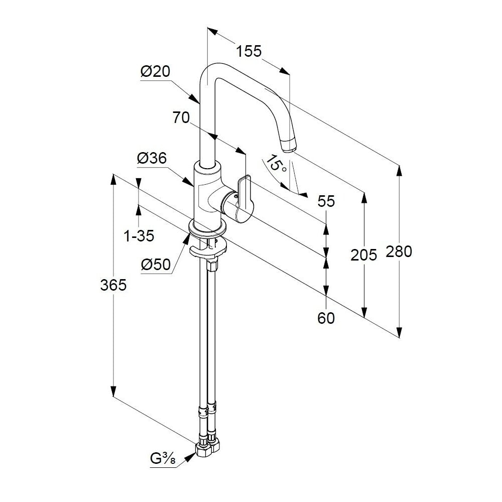Kludi Pure&Easy Basin Mixer with Side Lever without Waste