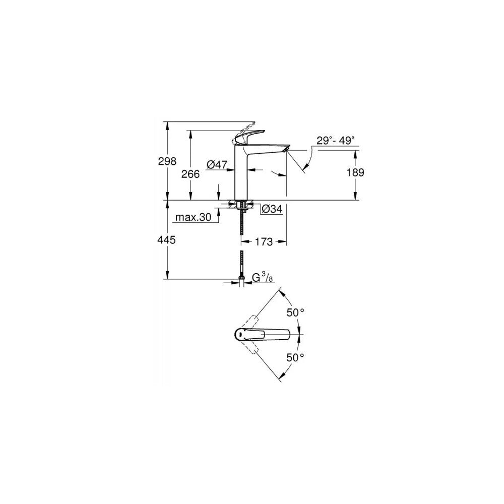 Монокомандна мивка батерия в черен мат Grohe Eurosmart New XL