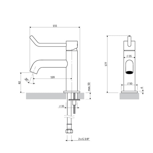 Смесител за мивка Omnires Y с едно управление, завършек brushed nickel