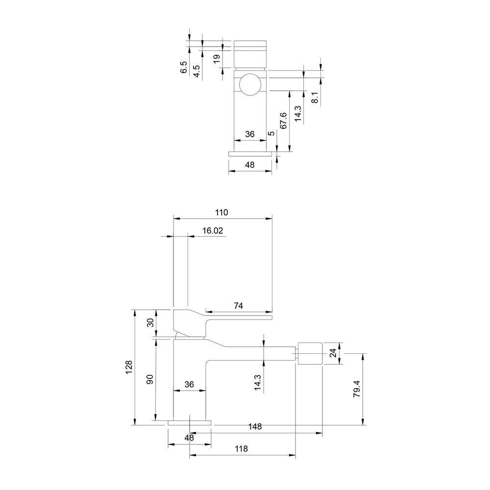 Omnires Slide Graphite Bidet Faucet