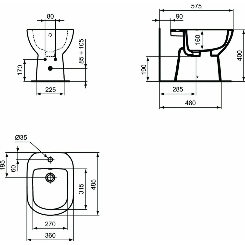 Floor-mounted bidet white Ideal Standard i.Life A