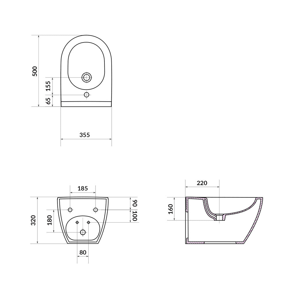 Cersanit Zen Glossy White Wall-Mounted Bidet with Hidden Fixing