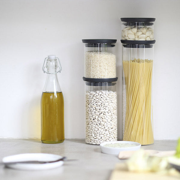 Стъклен буркан Brabantia стативен 1.9L, Тъмен сив 646873