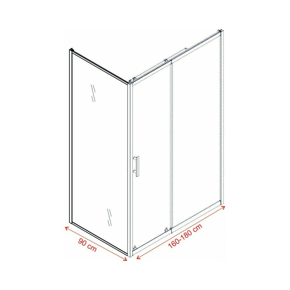 Inter Ceramic Rectangular Shower Cabin with Sliding Door 160x90 cm Glossy Chrome - Transparent with Lines