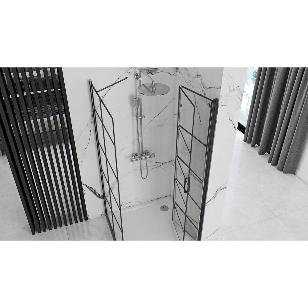 Square Shower Cabin with Folding Door Rea Molier 80x80 Black