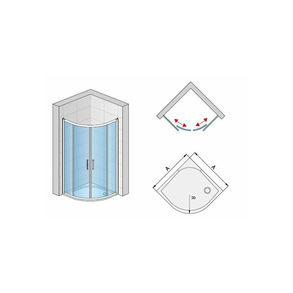 Полуокръжна душ кабина със слайд-брави SanSwiss Ocelia 90x90 см