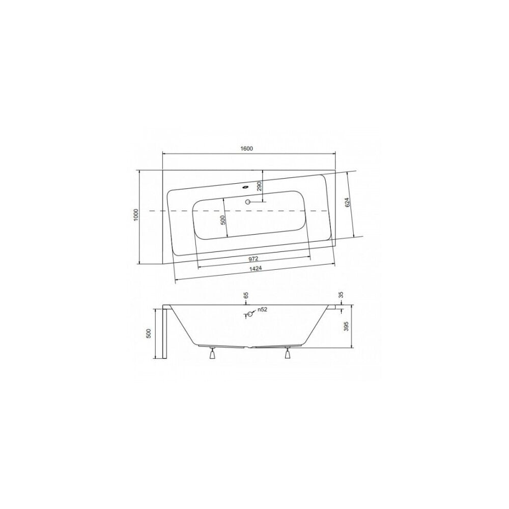 Besco Infinity Asymmetrical Bathtub 160x100 cm Left