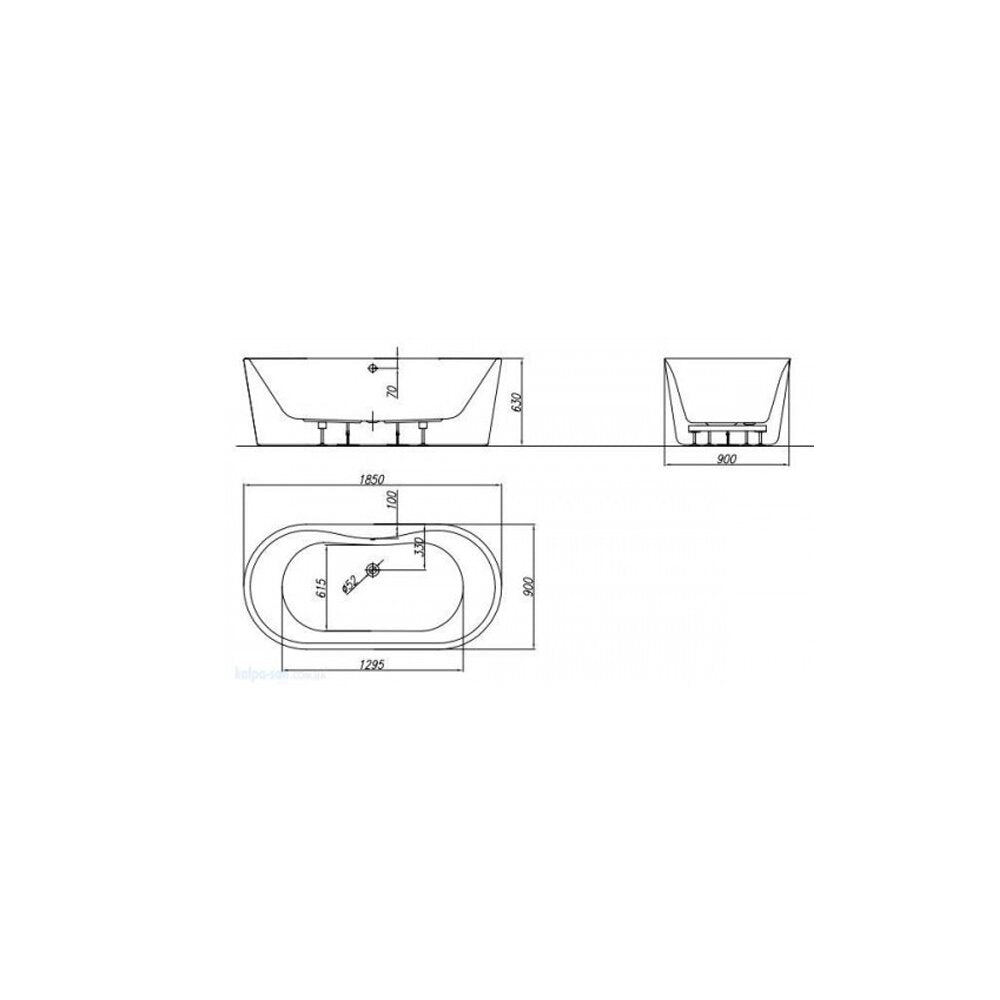 Kolpasan Comodo White Freestanding Bathtub 185x90 cm