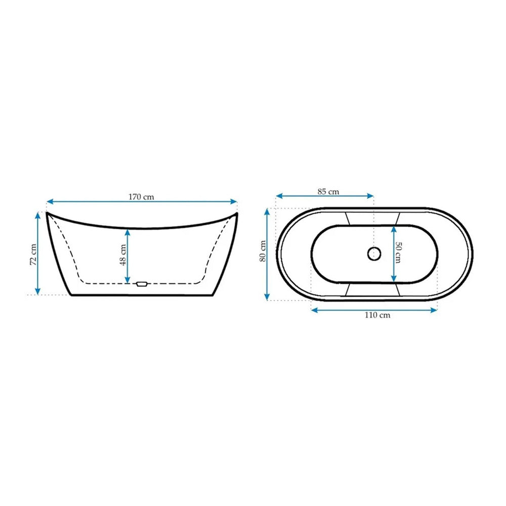 Rea Ferrano Freestanding Bathtub 170x80 cm Glossy White